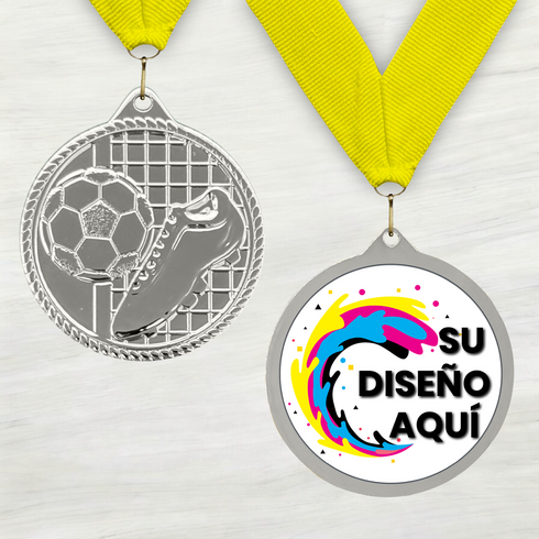Medalla de Metal de Fútbol de 2" con cinta MDL510