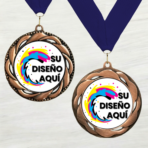 Medalla de Metal Personalizada de 2.5" con Cinta Modelo 3