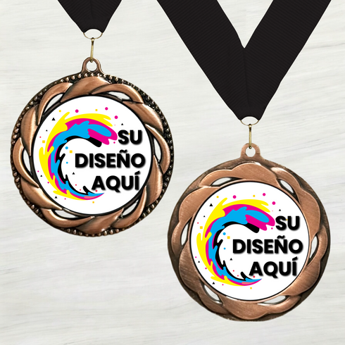 Medalla de Metal Personalizada de 2.5" con Cinta Modelo 3