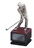 Estatuilla de Golf Niquelada con Base de Madera