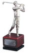 Estatuilla de Golf Niquelada con Base de Madera