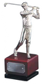 Estatuilla de Golf Niquelada con Base de Madera